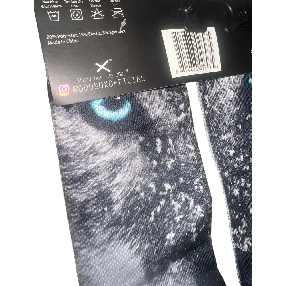 NWT Odd Sox Wolf Graphic Crew Socks Blue Eyes Nature‎ Wildlife Mens 6-13